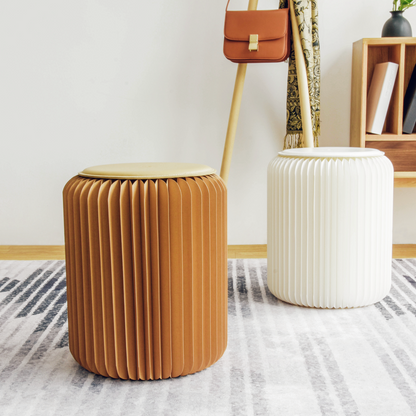 tabourets pliables L naturel et blanc